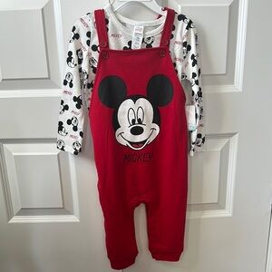 Disney Mickey Mouse Red Overalls Set